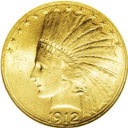 1912-S $10 MS63 NGC. Like most S-mint Indian eagles, e 