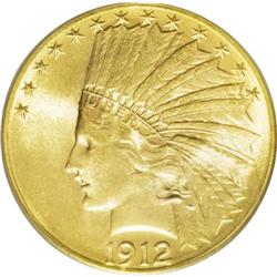 1912-S $10 MS64 PCGS. This beautiful apricot-gold near 