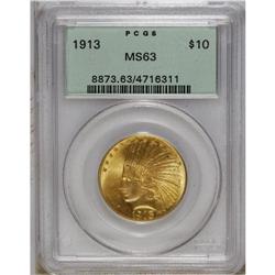 1913 $10 MS63 PCGS. Solidly struck devices and pleasin 