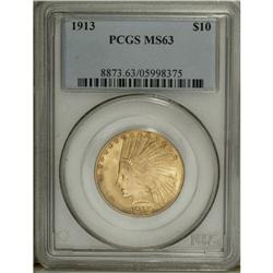 1913 $10 MS63 PCGS. A highly lustrous and well-defined 