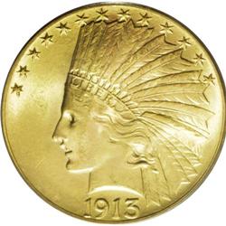 1913 $10 MS65 PCGS. Vibrant cartwheel sheen illuminate 