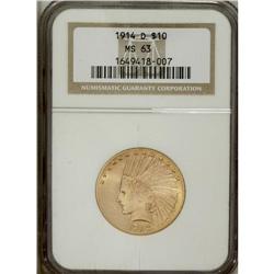 1914-D $10 MS63 NGC. This lustrous representative is n 