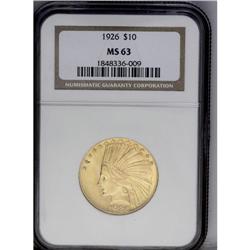 1926 $10 MS63 NGC. Highly lustrous with crisply struck 