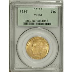 1926 $10 MS63 PCGS. This crisply struck and fully lust 