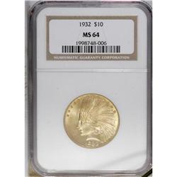 1932 $10 MS64 NGC. A nicely struck near-Gem example wi 