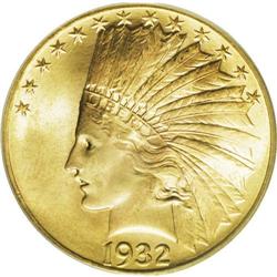 1932 $10 MS65 PCGS. An enormous number of Indian Head 
