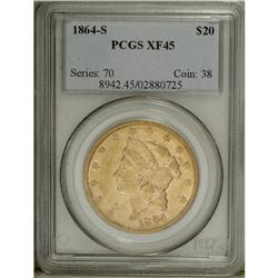 1864-S $20 XF45 PCGS. Far from the events of the Civil 