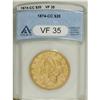 1874-CC $20 VF35 ANACS. A moderately worn, yet appeali 