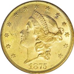 1875 $20 MS62 PCGS. David Bowers (2004) writes that th 