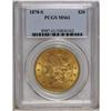 Image 1 : 1878-S $20 MS61 PCGS. Softly lustrous with green coppe 