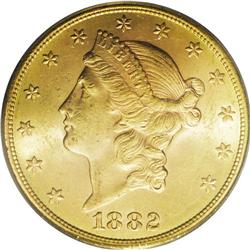 1882-S $20 MS62 PCGS. Breen-7283, his Small squat S. T 