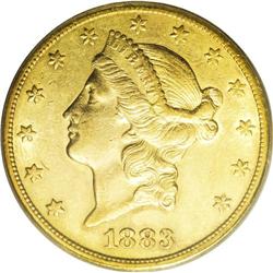 1883-CC $20 AU53 PCGS. The striking details on each si 