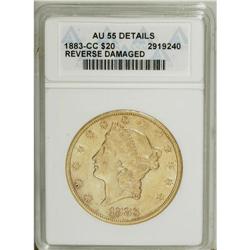 1883-CC $20 --Reverse Damaged--ANACS. AU55 Details. Sub 