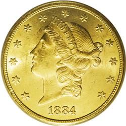 1884-CC $20 MS61 PCGS. A sharply struck Carson City do 