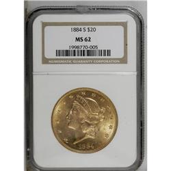1884-S $20 MS62 NGC. Highly lustrous and rather flashy 