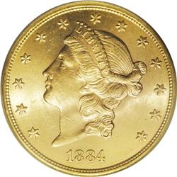 1884-S $20 MS63 PCGS. A relatively common issue in cir 