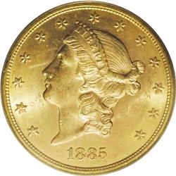 1885-S $20 MS64 PCGS. This is an extraordinary near-Ge 