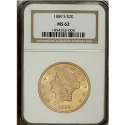 1889-S $20 MS62 NGC. This fully lustrous double eagle 