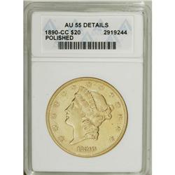 1890-CC $20 --Polished--ANACS. AU55 Details. A sharp bu 
