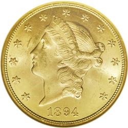 1894 $20 MS64 NGC. Many of the finest survivors from t 