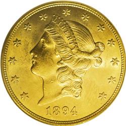 1894-S $20 MS63 PCGS. This is a stunning Mint State ex 