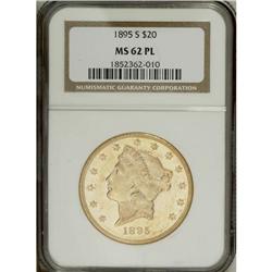 1895-S $20 MS62 Prooflike NGC. This flashy and sharply 