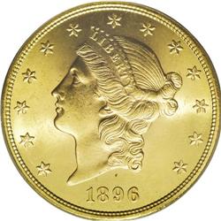 1896 $20 MS65 PCGS. The 1896 double eagle, with a mint 