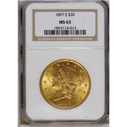 1897-S $20 MS63 NGC. A visually appealing example, bol 