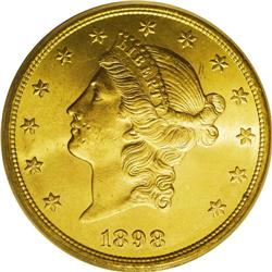 1898-S $20 MS65 PCGS. This wonderful Gem exhibits rich 