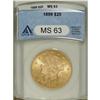 Image 1 : 1899 $20 MS63 ANACS. Sharply struck and fully lustrous 