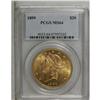 1899 $20 MS64 PCGS. The peach-tinged yellow-orange sur 