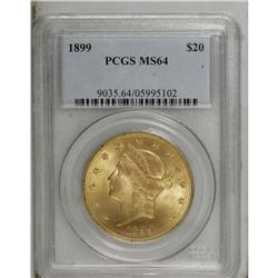 1899 $20 MS64 PCGS. This coin has full frosty surfaces 