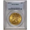 1899-S $20 MS62 PCGS. A maize-yellow piece with wheat 