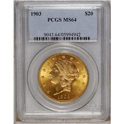 1903 $20 MS64 PCGS. The straw-gold centers give way to 