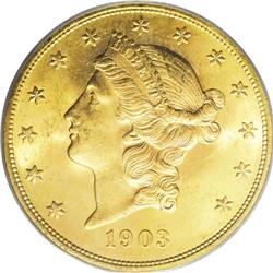1903 $20 MS65 PCGS. Well struck and highly lustrous, w 