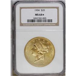 1904 $20 MS64 S NGC. Not the everyday near-Gem, this 