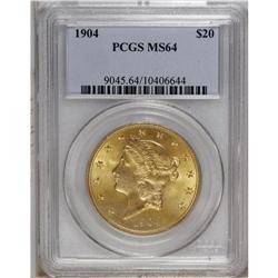1904 $20 MS64 PCGS. A crisply struck near-Gem that has 