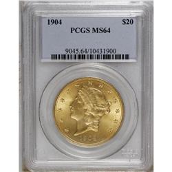1904 $20 MS64 PCGS. A lovely butter-yellow near-Gem ex 