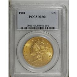 1904 $20 MS64 PCGS. A fully struck example of this pop 