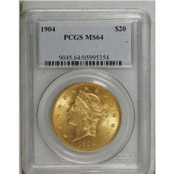 1904 $20 MS64 PCGS. A beautiful example of this popula 
