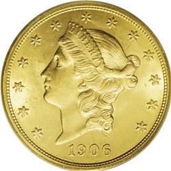 1906 $20 MS63 PCGS. The 1906 double eagle is an elusiv 
