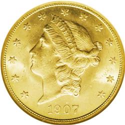 1907-S $20 MS64 NGC. The entire production of San Fran 