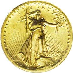 1907 $20 High Relief, Wire Rim--Cleaned, Rims Filed--A 