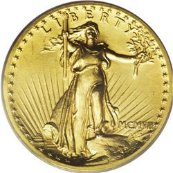 1907 $20 High Relief, Flat Rim AU58 ICG. The Flat Rim 