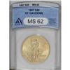 Image 1 : 1907 $20 Arabic Numerals MS62 ANACS. A lustrous yellow 