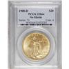1908-D $20 No Motto MS64 PCGS. Long Rays Obverse. Gene 