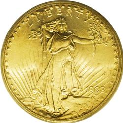 1908-S $20 MS67 PCGS. This piece is tied for the fines 