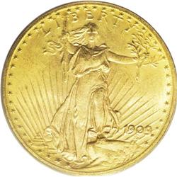 1909 $20 MS64 PCGS. Bowers comments interestingly in h 