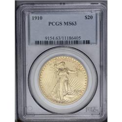 1910 $20 MS63 PCGS. A well struck and lustrous honey-g 