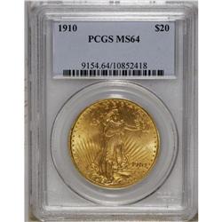 1910 $20 MS64 PCGS. The lovely peach-gold surfaces hav 